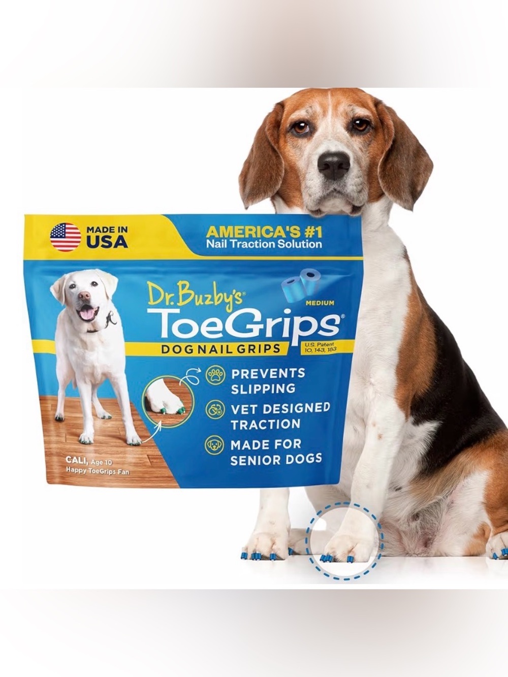ToeGrips Dog Nail Grips - Blue (Medium)